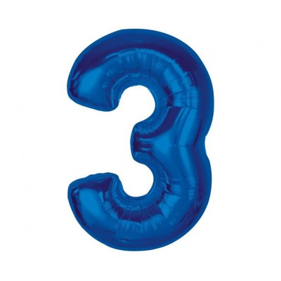 ÄŚeslice "3" blue 92cm foil balloon