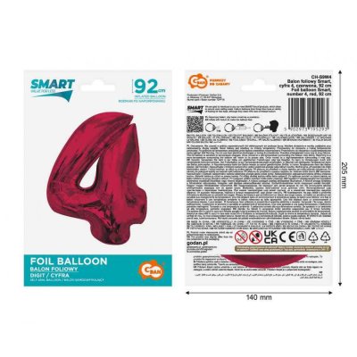 Part "4" red 92cm foil balloon - 89475.jpg