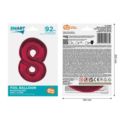Section "8" red 92cm foil balloon - 89487.jpg