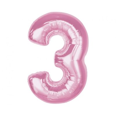 Äśslice "3" pink 92cm foil balloon