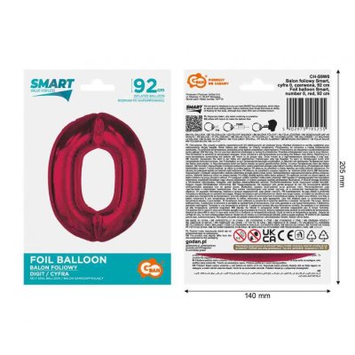Size "0" red 92cm foil balloon - 89394.jpg