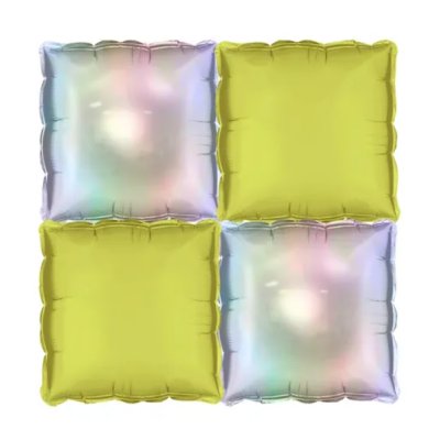 Square decorative yellow-holographic 35x35cm foil balloon