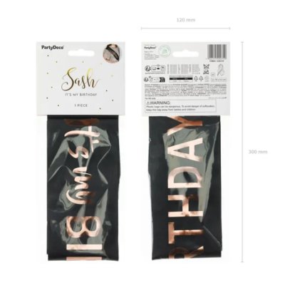 Satin sash "ItÂ´s my BIRTHDAY" black, 79cm - Screenshot 2026-06-05 at 12-52-59 Sash It's my birthday 79x9.4 black - Designer decorations and ideas for every party! - PartyDeco.png