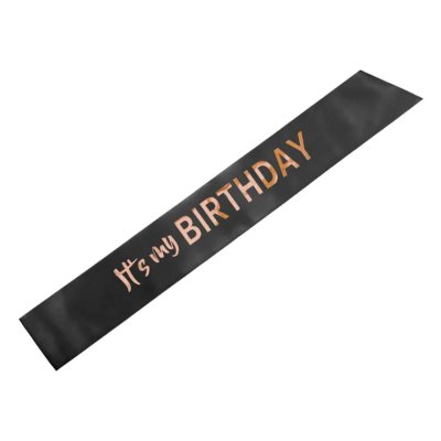 Satin sash "ItÂ´s my BIRTHDAY" black, 79cm