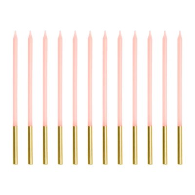 Pink birthday candles 14cm, 12 pcs