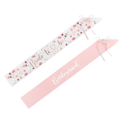 Paper sashes "Bride To Be & Bridesmaid" 76cm, 6 pcs
