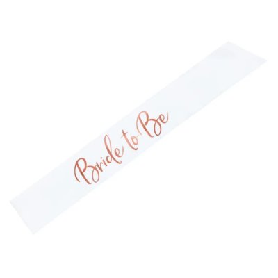 Satin sash "Bride to Be" white, 75cm