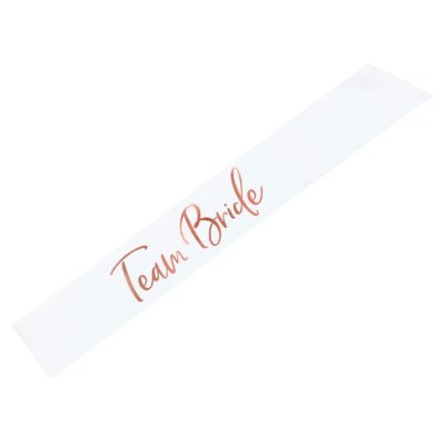 Satin sash "Team Bride" white, 75cm