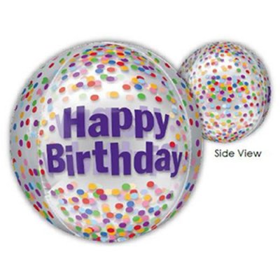 Ball Happy Birthday confetti 40cm foil balloon