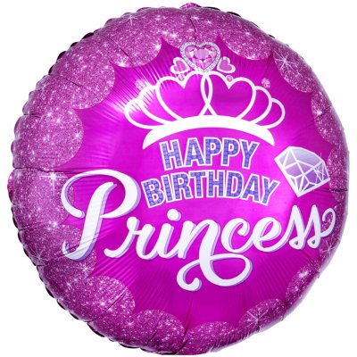Circle Pink "Happy Birthday Princess" 45cm Foil Balloon