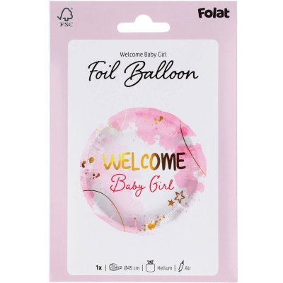 Circle "Welcome Baby Girl" 45cm foil balloons - 8714572679541_5.jpg