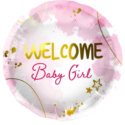 Circle "Welcome Baby Girl" 45cm foil balloons