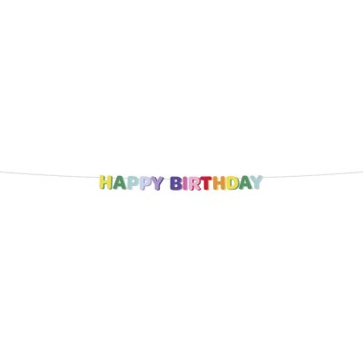 "Happy Birthday" hanging banner, colored, 1.7m