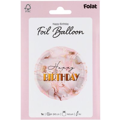 Pink marble circle "Happy Birthday" 45cm foil balloon - 8714572679169_5.jpg