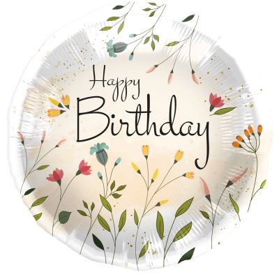 Circle "Happy Birthday" meadow flower 45cm foil balloon