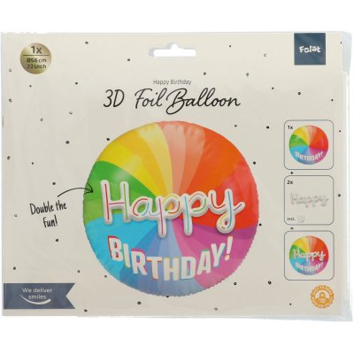 Circle "Happy Birthday" 3D 56cm foil balloon - 8714572628426_5.jpg