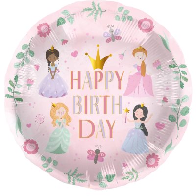 Circle of "Happy Birthday" princess 45cm foil balloons