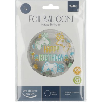 Circle of "Happy Birthday" gaming 45cm foil balloons - 8714572679350_5.jpg