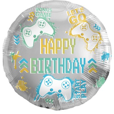 Circle of "Happy Birthday" gaming 45cm foil balloons