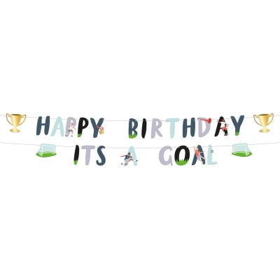 Hanging banner "Happy Birthday It´s a Goal", 1.5m