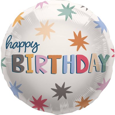 Circle "Happy Birthday" colored stars 45cm foil balloons
