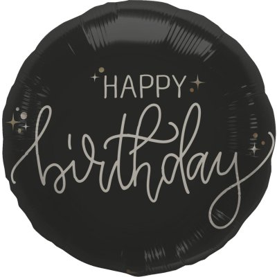 Circle "Happy Birthday" black 45cm foil balloon