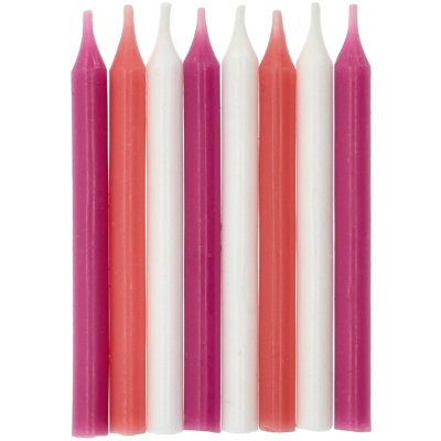 Cake candles - pink-white mix 6cm, 16 pcs