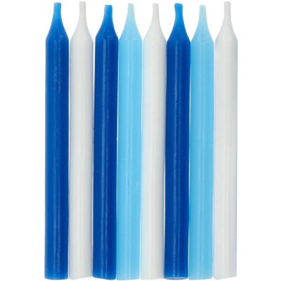 Cake candles - blue-white mix 6cm, 16 pcs