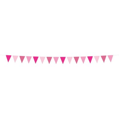 Pink flag garland, 6m (16 flags)