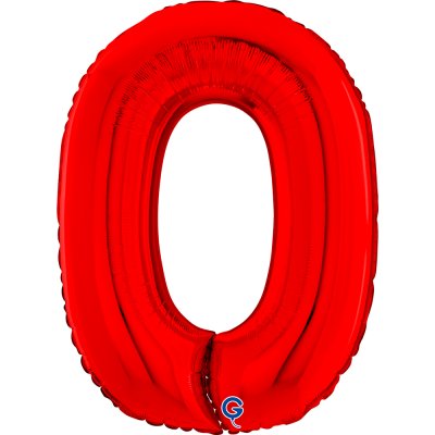 ÄŚĂslice "0" red 66cm/26" foil inflatable balloon