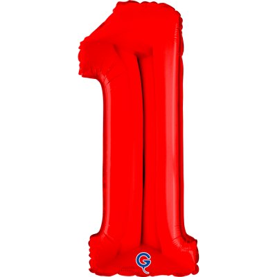 Part "1" red 66cm/26" inflatable foil balloon