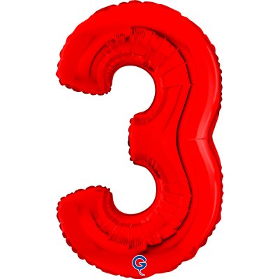 ÄśĂslice "3" red 66cm/26" inflatable foil balloon