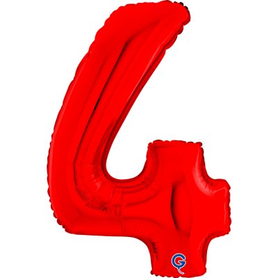 ÄśĂslice "4" red 66cm/26" inflatable foil balloon
