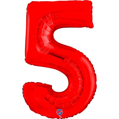 ÄŚĂslice "5" red 66cm/26" inflatable foil balloon