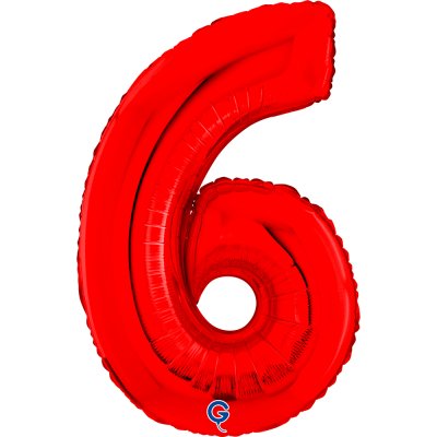 ÄŚĂslice "6" red 66cm/26" inflatable foil balloon
