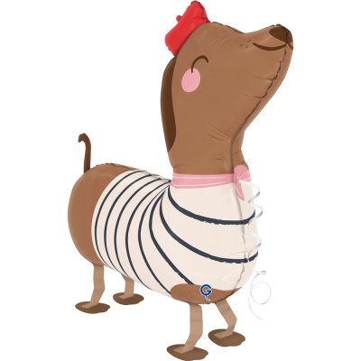 Walking dachshund 32"/81cm inflatable foil balloon - gpw09-pet-walker-dachshund-view1-b.jpg