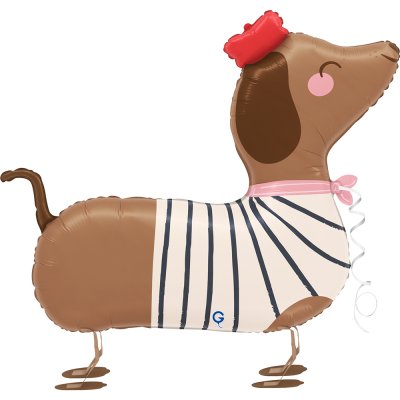 Walking dachshund 32"/81cm inflatable foil balloon - gpw09-pet-walker-dachshund-view2-b.jpg