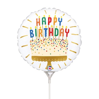 MINI Circle HB with cake 9"/22cm foil inflatable balloon