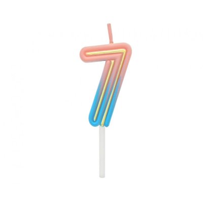 Cake candle "7" NEON colored, 4.4cm