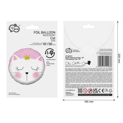 Cat princess circle 36cm/18" foil balloon - 98224.jpg