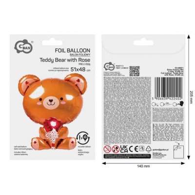 Teddy bear with rose 51x48cm - foil balloon - 105149.jpg
