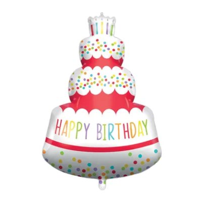 Cake "Happy Birthday" 96cm foil balloon + weights