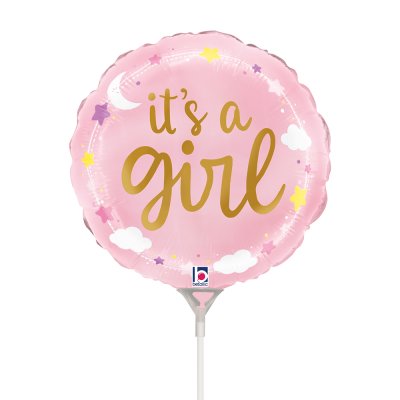 MINI Circle Pink "ItÂ´s a Girl" 9"/22cm Foil Balloon