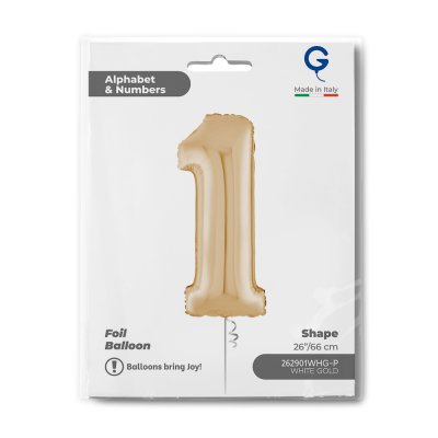 Number "1" light gold (66cm/26") foil balloon - 262901whg-p-b.jpg