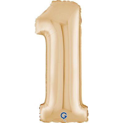 Number "1" light gold (66cm/26") foil balloon