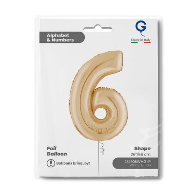 Number "6" light gold (66cm/26") foil balloon - 262906whg-p-b.jpg