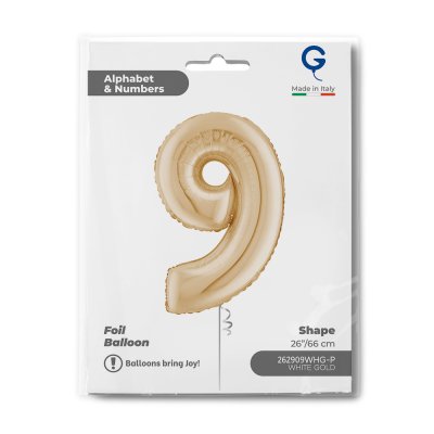 Number "9" light gold (66cm/26") foil balloon - 262909whg-p-b.jpg