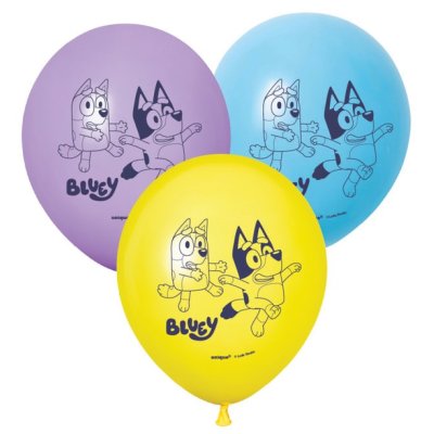 Balloons (12"/30cm) print "Bluey", 6 pcs