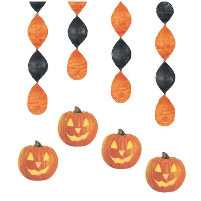 Pumpkin Glow Hanging Decoration  18"  4pcs