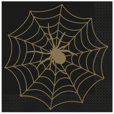 Paper napkins "Spider on a web" black 33x33cm, 16 pcs